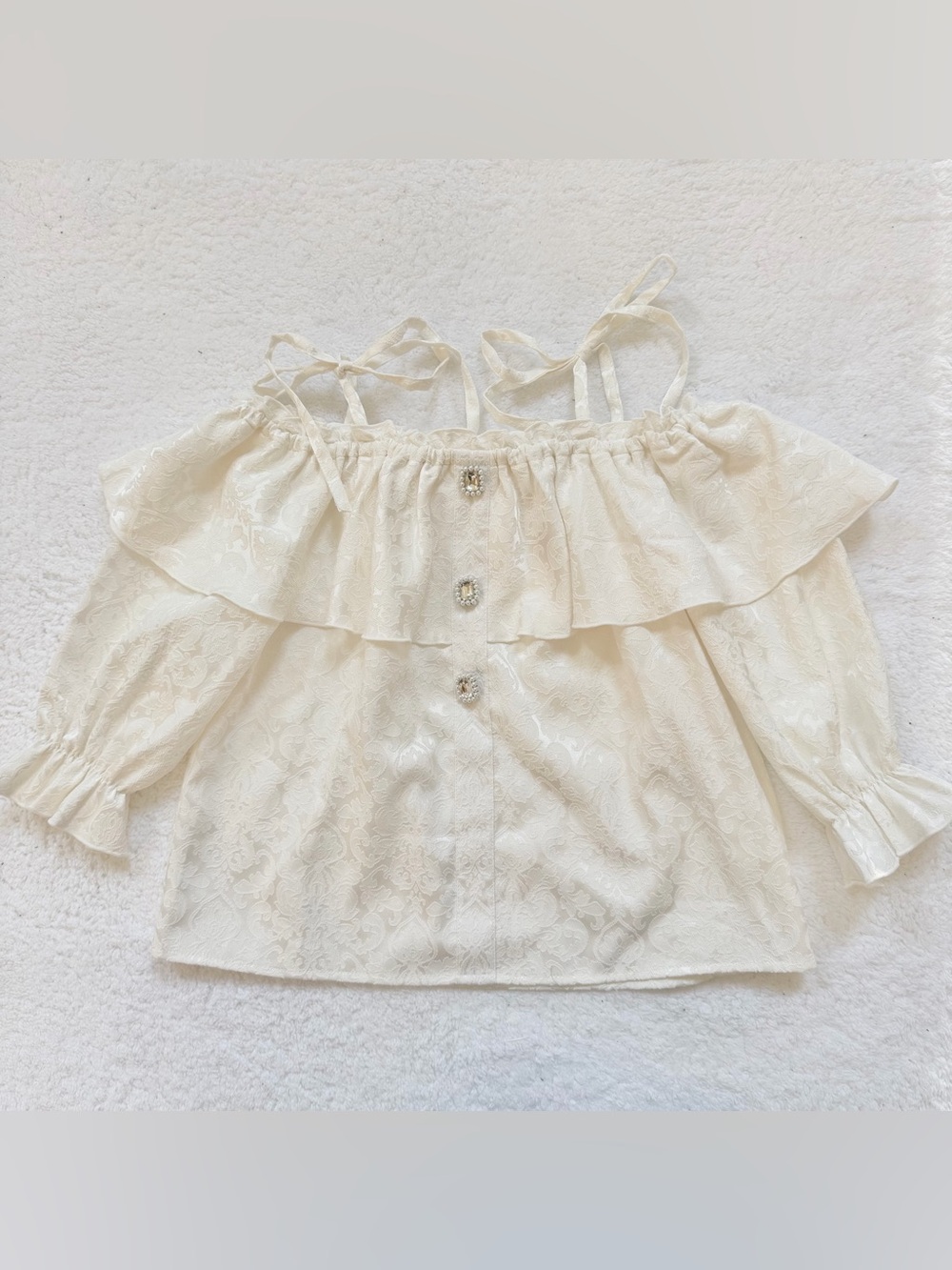 Jirai Kei Ryosan Lolita Bow Lace Tops Japan Idol White Lizlisa Hime Off Shoulder